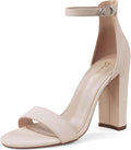 GENSHUO Women's 4-in Chunky High Heel Sandals with Ankle Strap