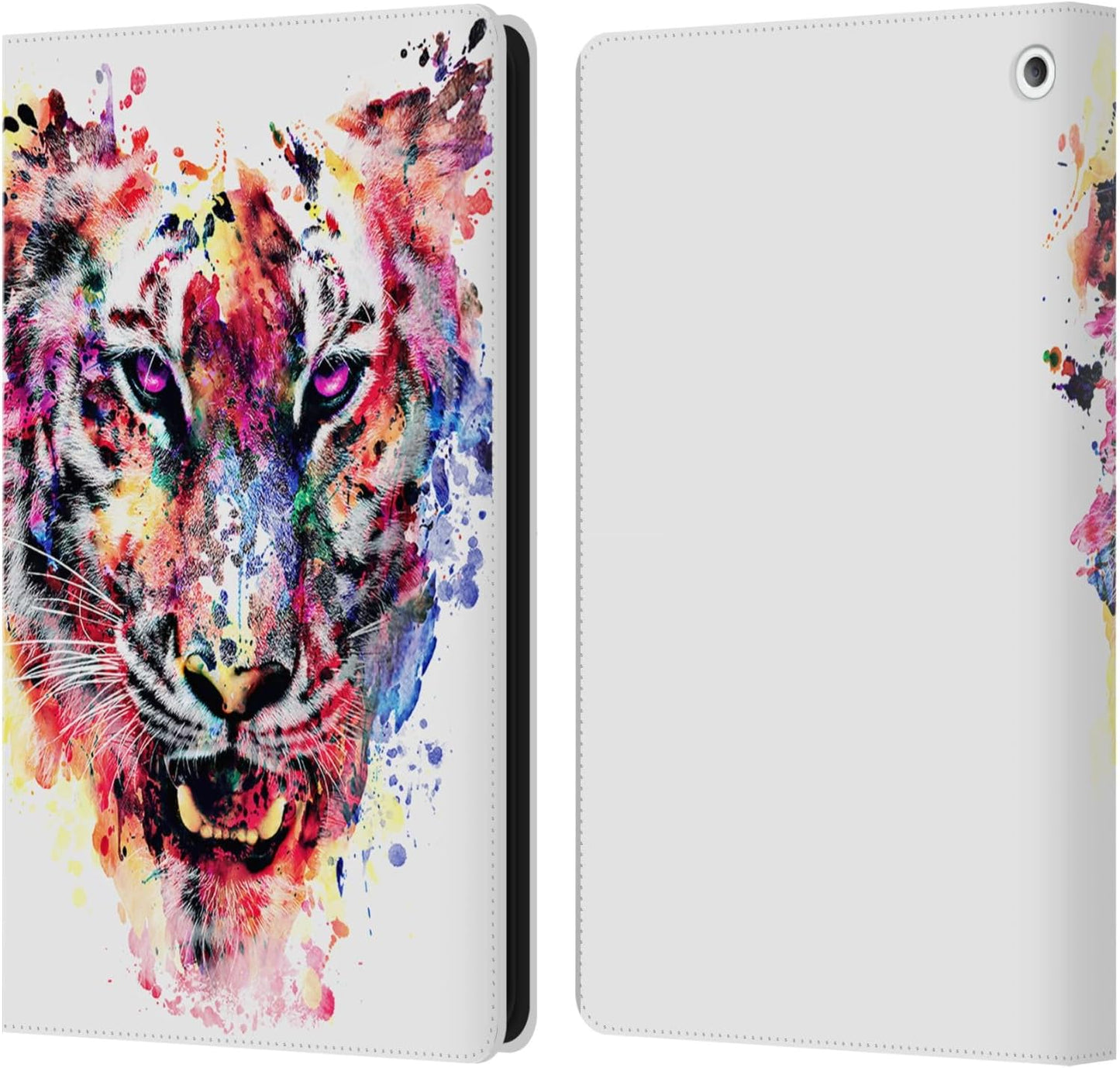 Riza Peker Eye of The Tiger Leather Wallet Case for Fire HD 8