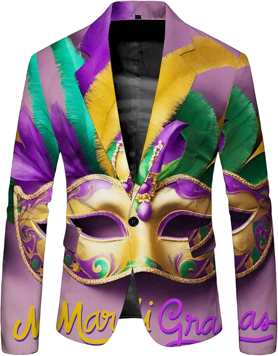 Mardi Gras Black & White Men's Blazer: Formal & Festive!
