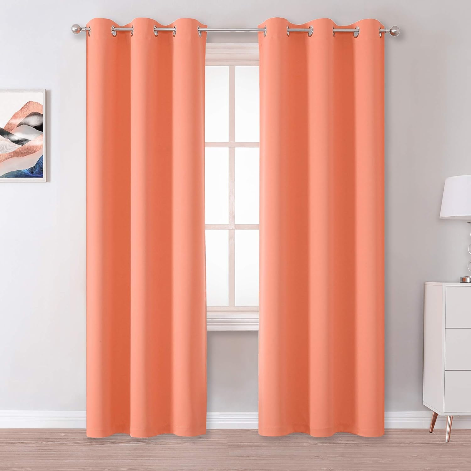 DUALIFE Burnt Coral Blackout Curtains for Room Darkening Needs