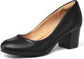 Women's Chunky Block Heel Pumps - Comfortable Low Heel