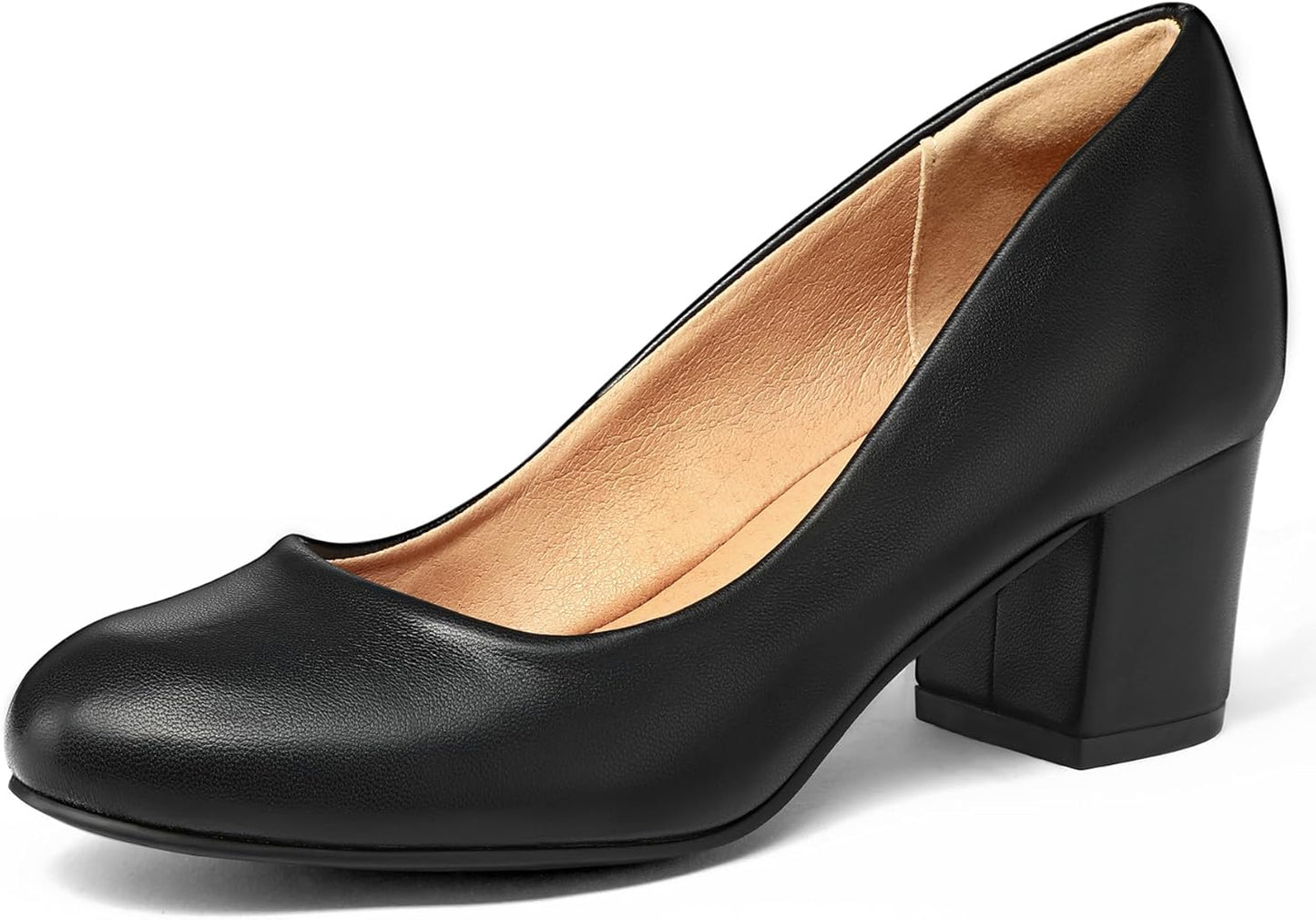 mysoft Women's Pumps Low Chunky Block Heel Round Toe Comfort
