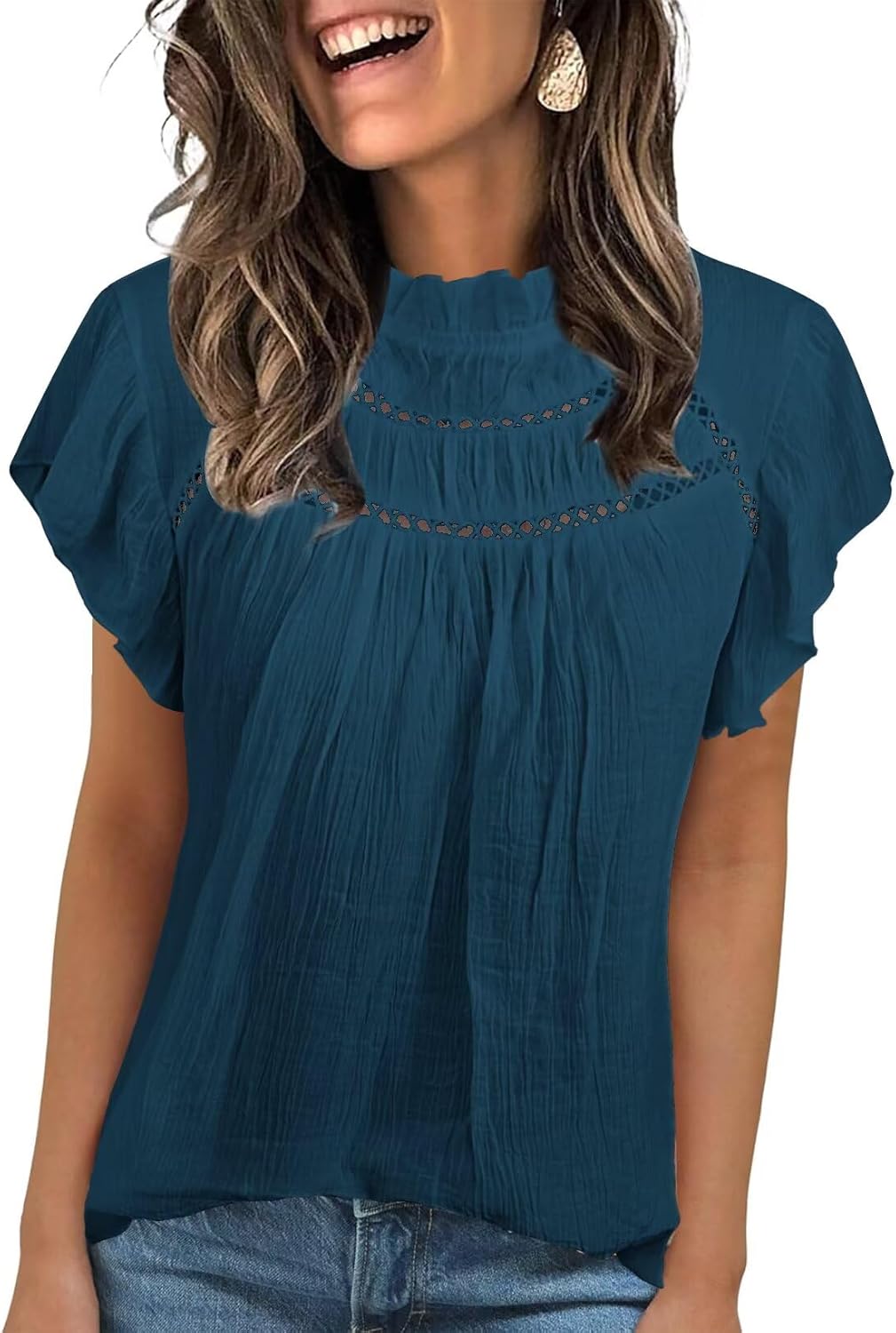 Trendy Ruffle Sleeve Blouses for Women Summer Tops 2025