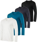Men's Dry Fit Long Sleeve V-Neck Active T-Shirt 4 Pack - UPF 50 Other