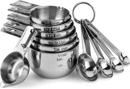 Stainless Steel Measuring Cups and Spoons Set for Every Kitchen