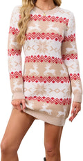 SunnyMelody Womens Reindeer Snowflake Sweater Dress - Cozy Holiday