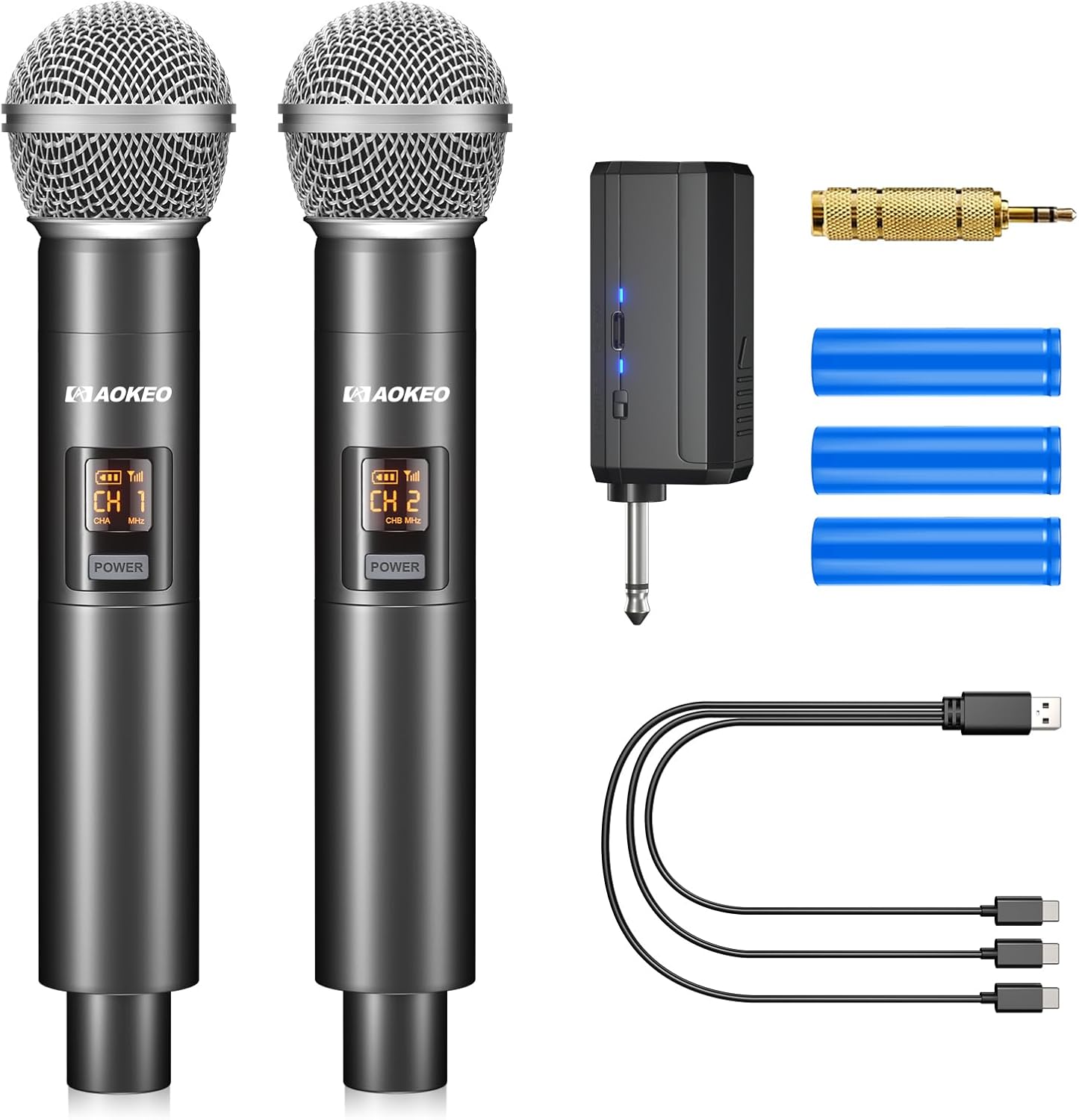 Aokeo Wireless Karaoke Mic - 160ft Range, 4hs Battery Life