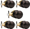 Probrico Interior Door Knobs Oil Rubbed Bronze - 5 Pack