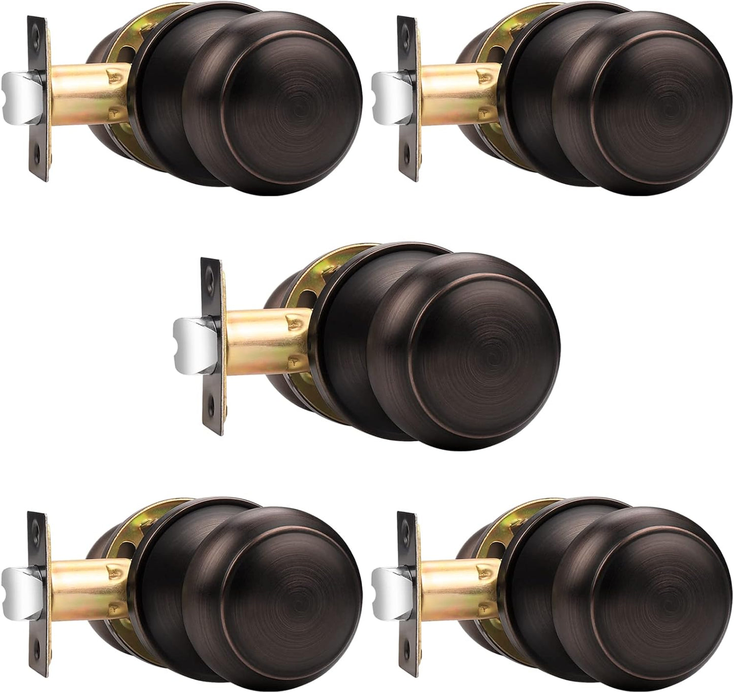 Probrico Interior Door Knobs in Oil Rubbed Bronze, 5 Pack