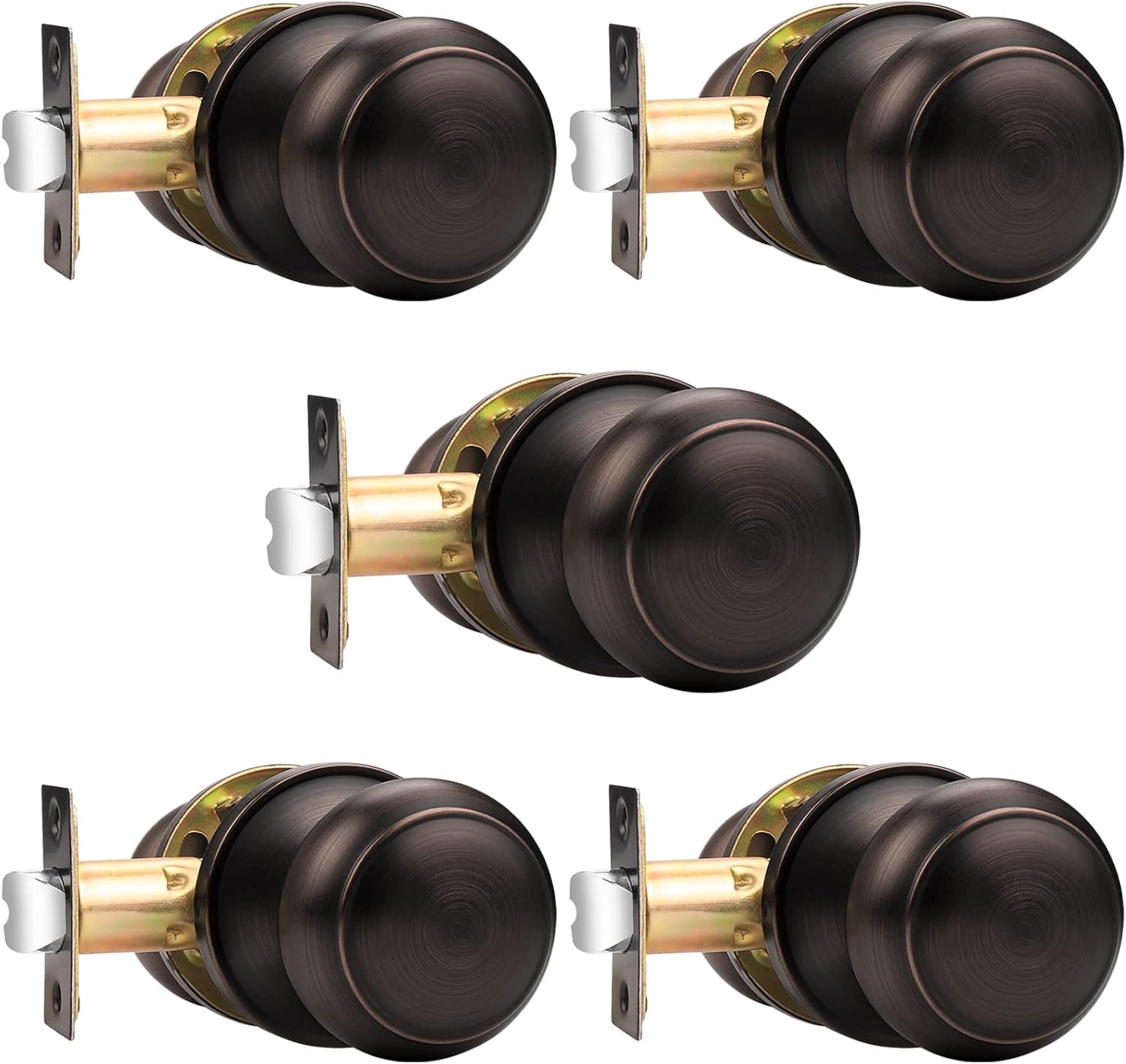Probrico Interior Door Knobs in Oil Rubbed Bronze, 5 Pack