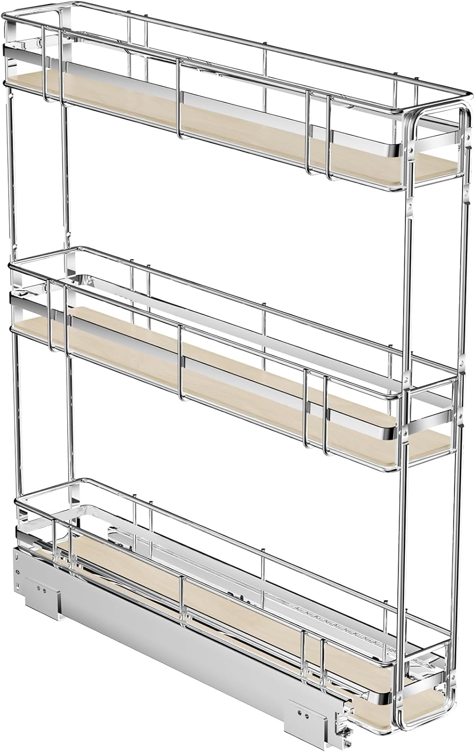 3-Tier Pull Out Cabinet Organizer for Narrow Cabinets 5in W