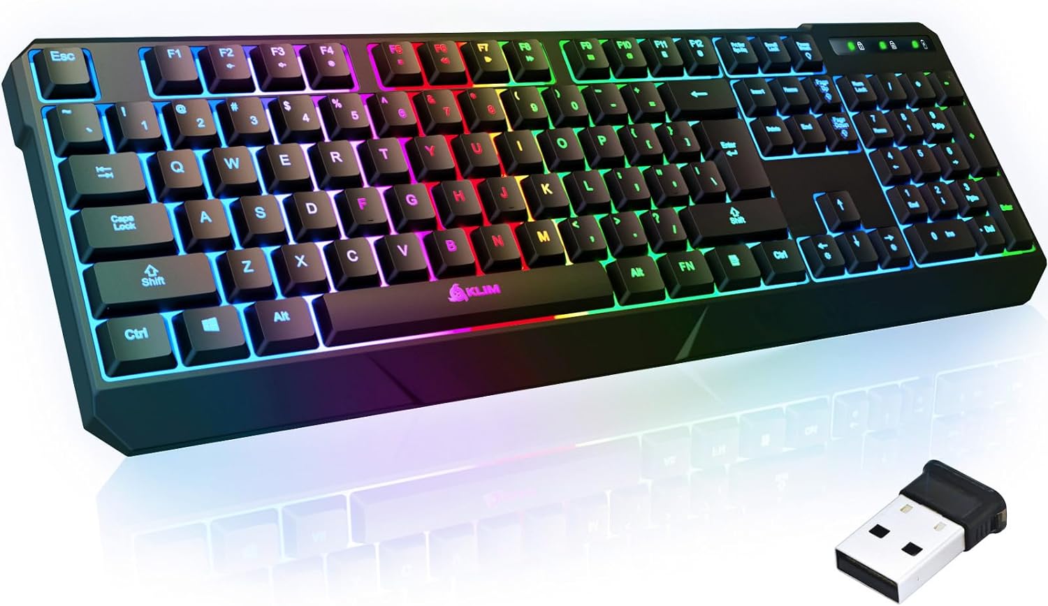 KLIM Chroma Wireless Gaming Keyboard - Rechargeable & Quiet