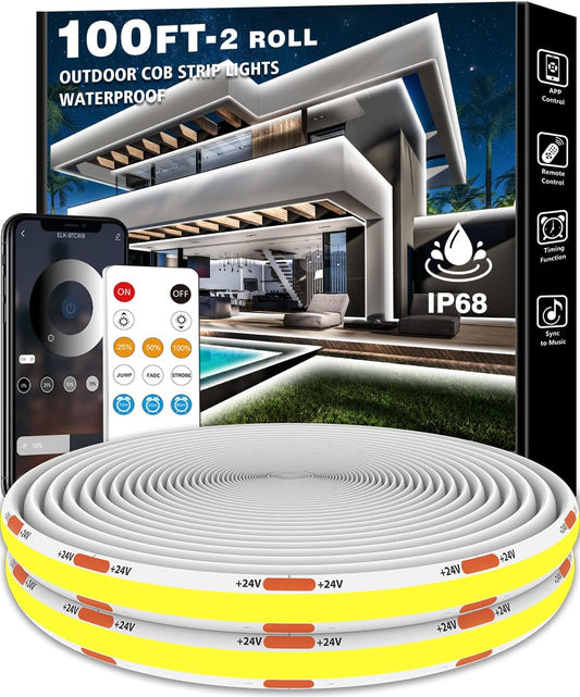 100ft COB Outdoor LED Strip Lights Waterproof for Any Setting
