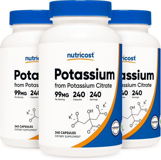 Nutricost Potassium Citrate 99mg - 500 Capsules in 3 Bottles