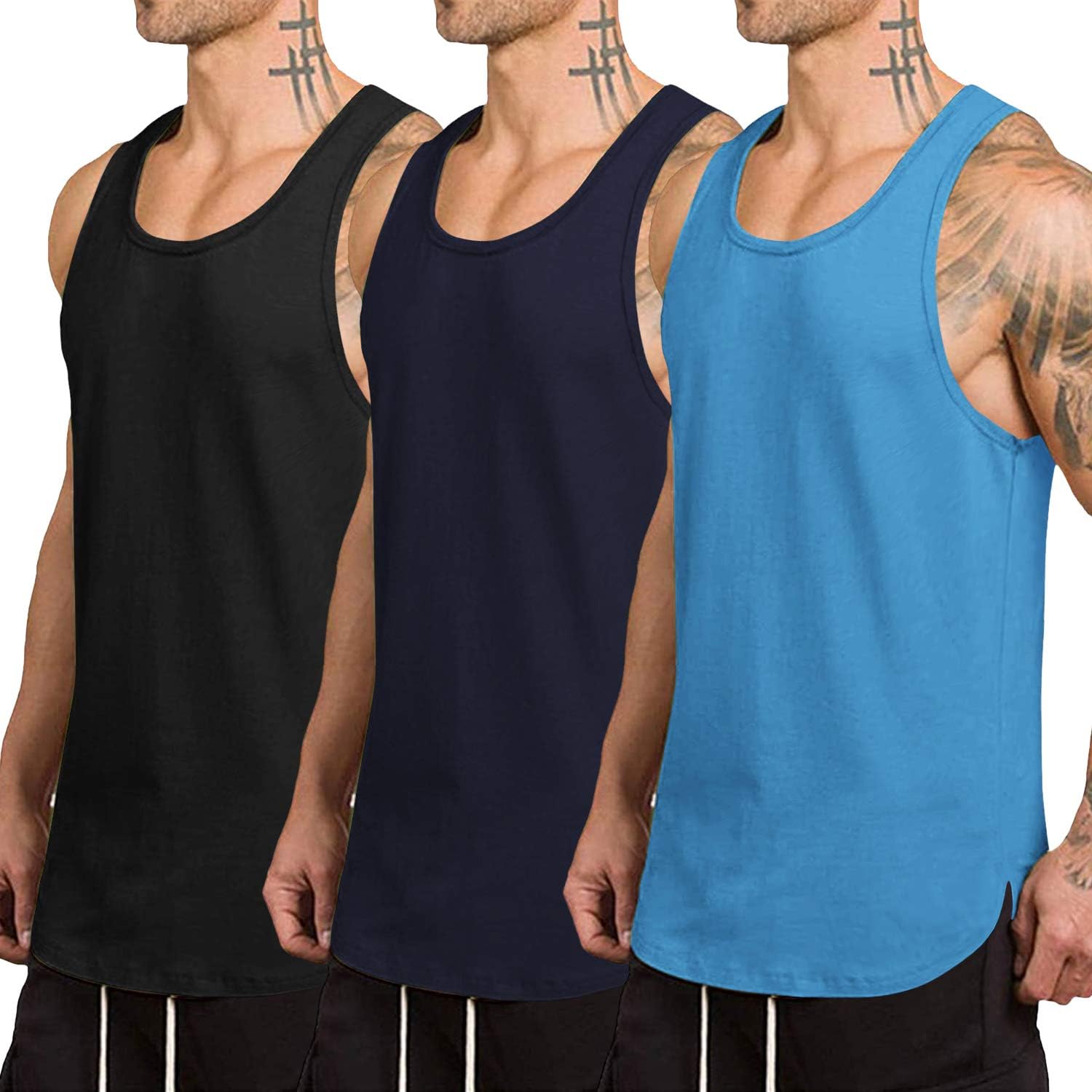COOFANDY Men's Quick Dry Workout Tank Top 3 Pack for Fitness