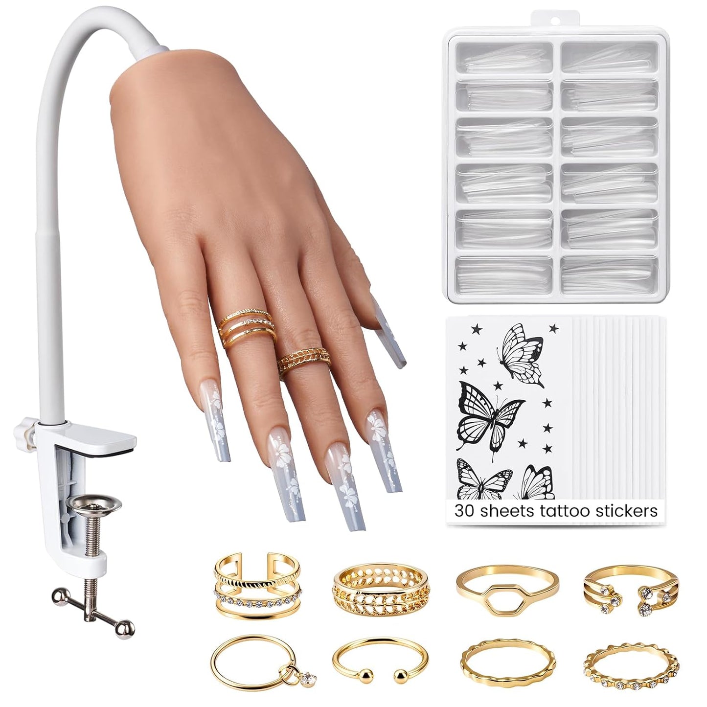 Practice Hand for Acrylic Nails: Flexible Silicone Nail Kit