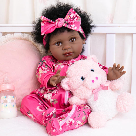 Aori Black Reborn Baby Dolls Girl - 22in Lifelike Weighted Doll