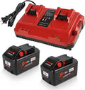 2 Pack 18V 9.0 Ah Battery and Charger Replacement for Milwaukee m18