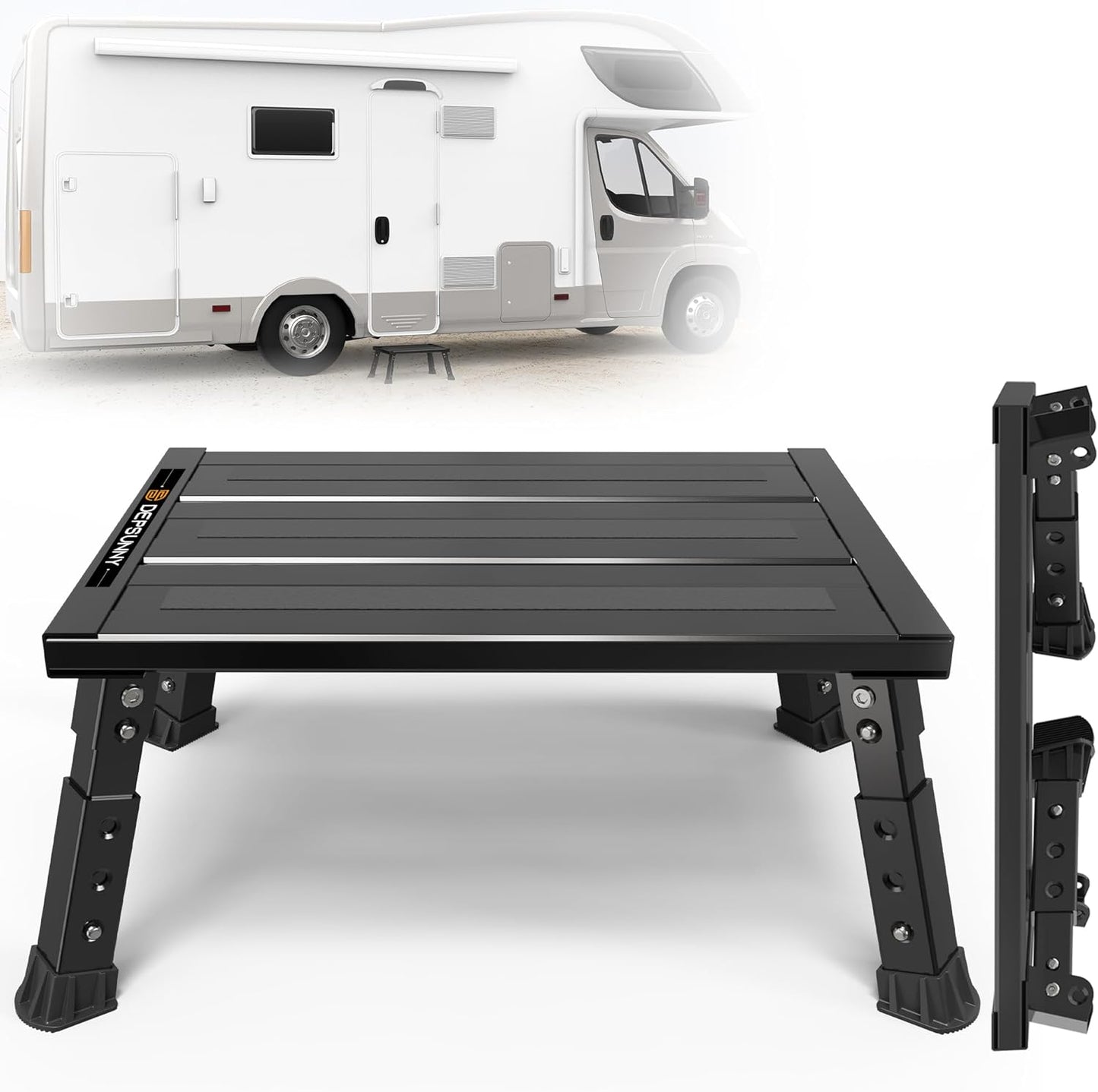 Adjustable RV Step Stool with 3-Step Height for Easy Access