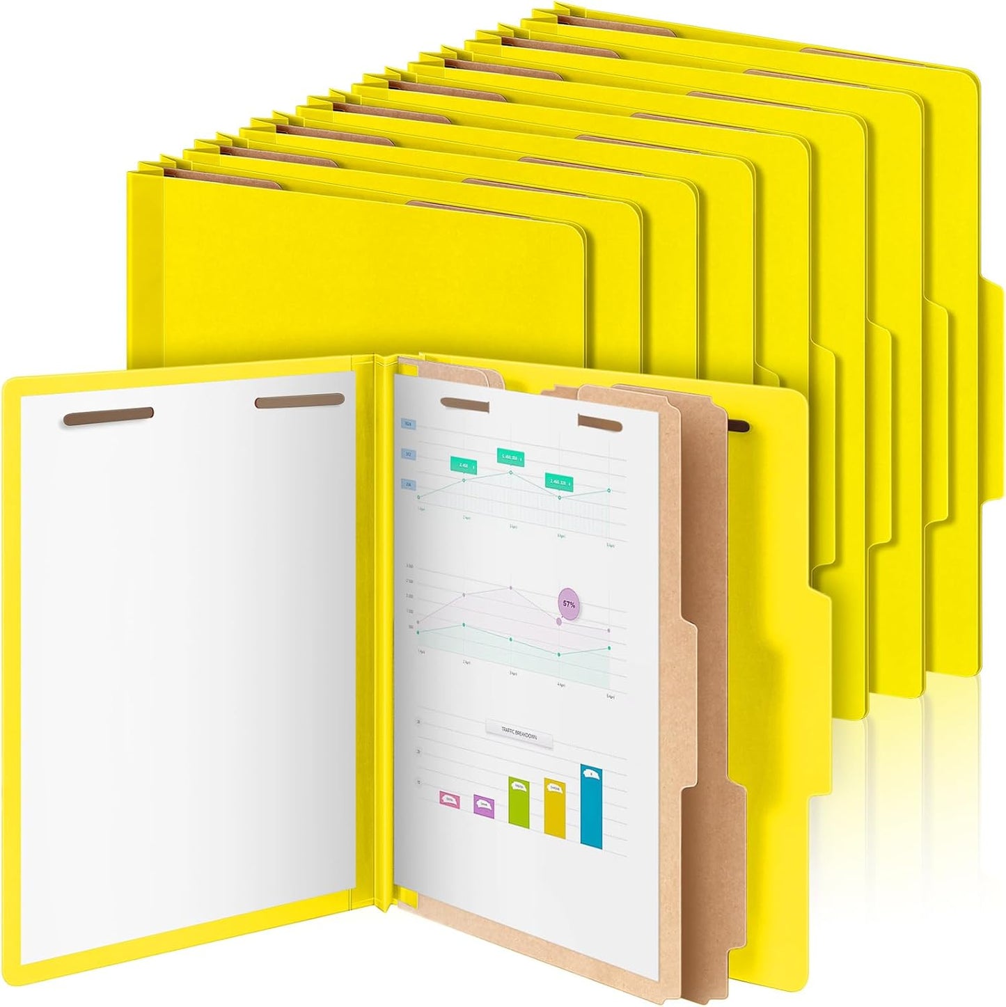 12 Pcs Classification Folders with 2 Dividers for Organizing