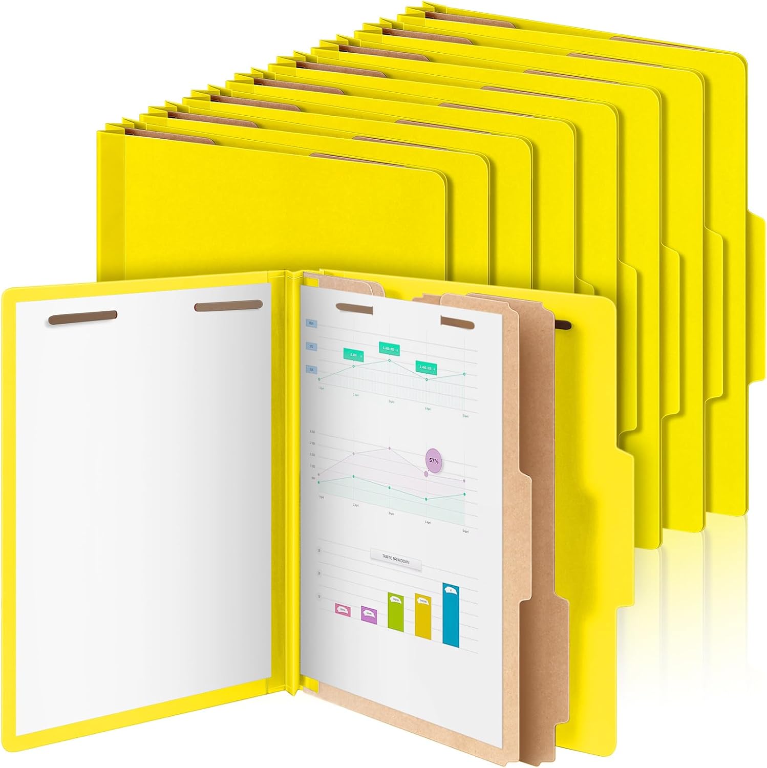 12 Pcs Classification Folders with 2 Dividers for Organizing