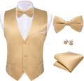 Mens Suit Vest Bow Tie Set 4PCS - Slim V-neck Waistcoat Barry.Wang
