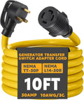 Kanayu 10 ft Generator Transfer Switch Adapter Cord - TT-30P