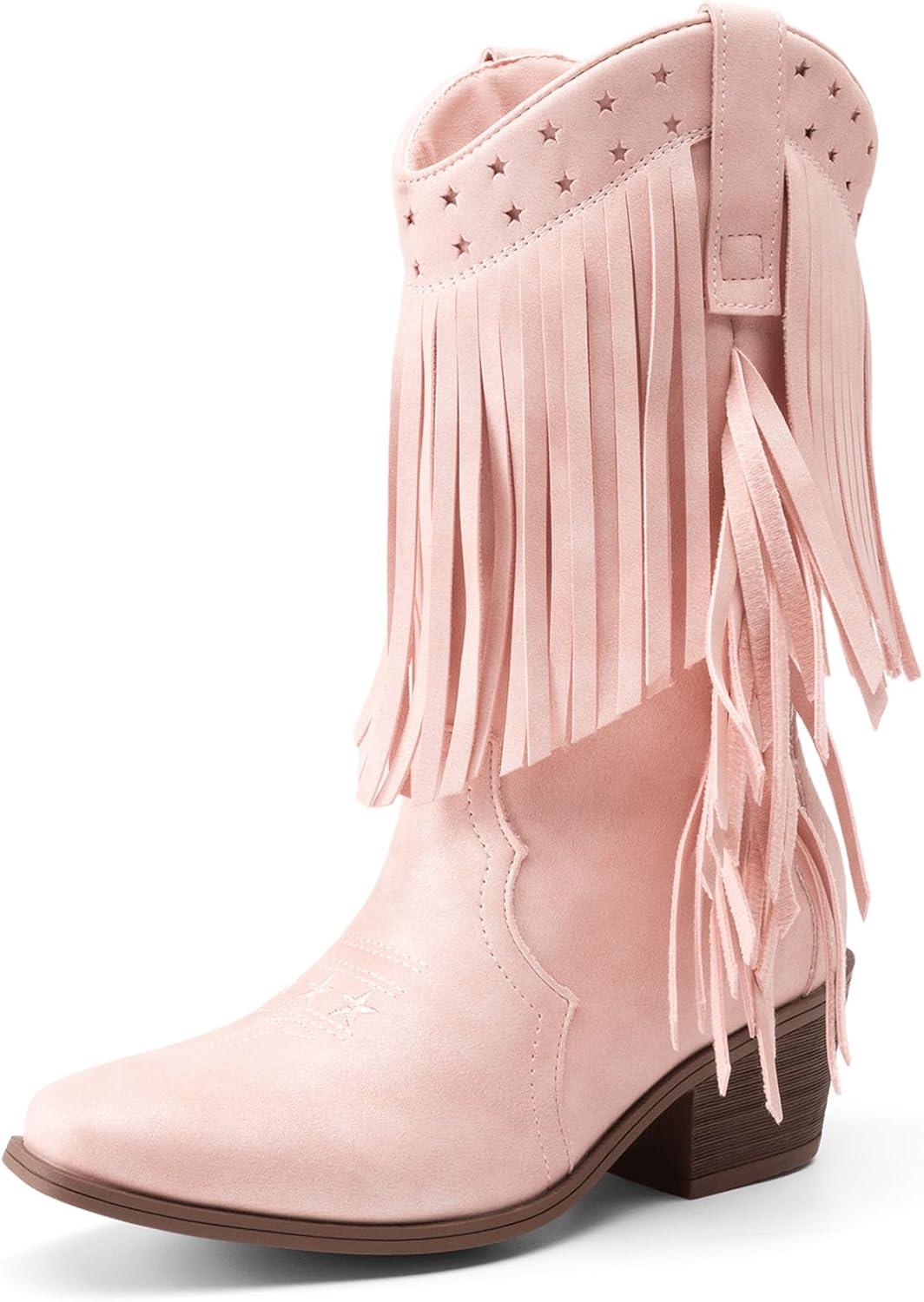 DREAM PAIRS Girls Cowboy Boots with Stylish Tassel Fringe