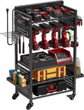 Power Tool Organizer Cart with 8 Charger Ports - Mobile Workshop Cart