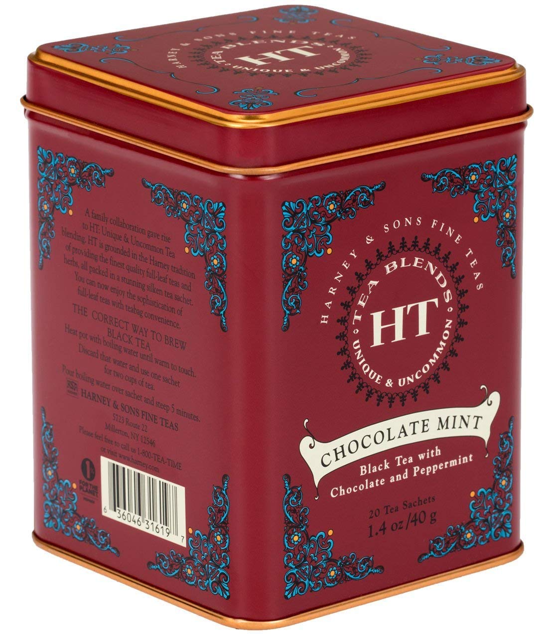 Harney & Sons Chocolate Mint Hot Tea, 20 Count Pack of 4