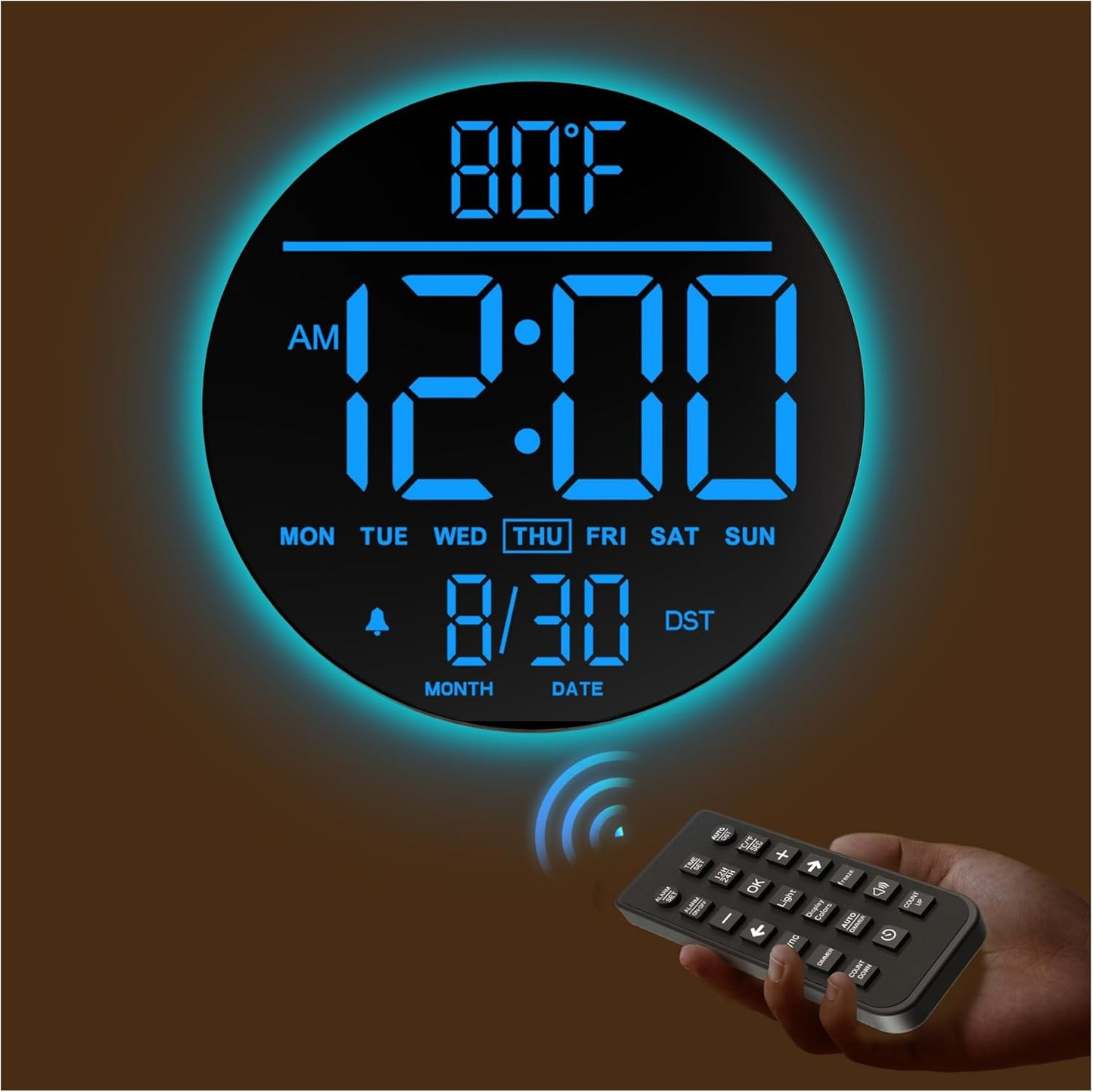 JALL 10in Large Digital Wall Clock with Timer and RGB Colors