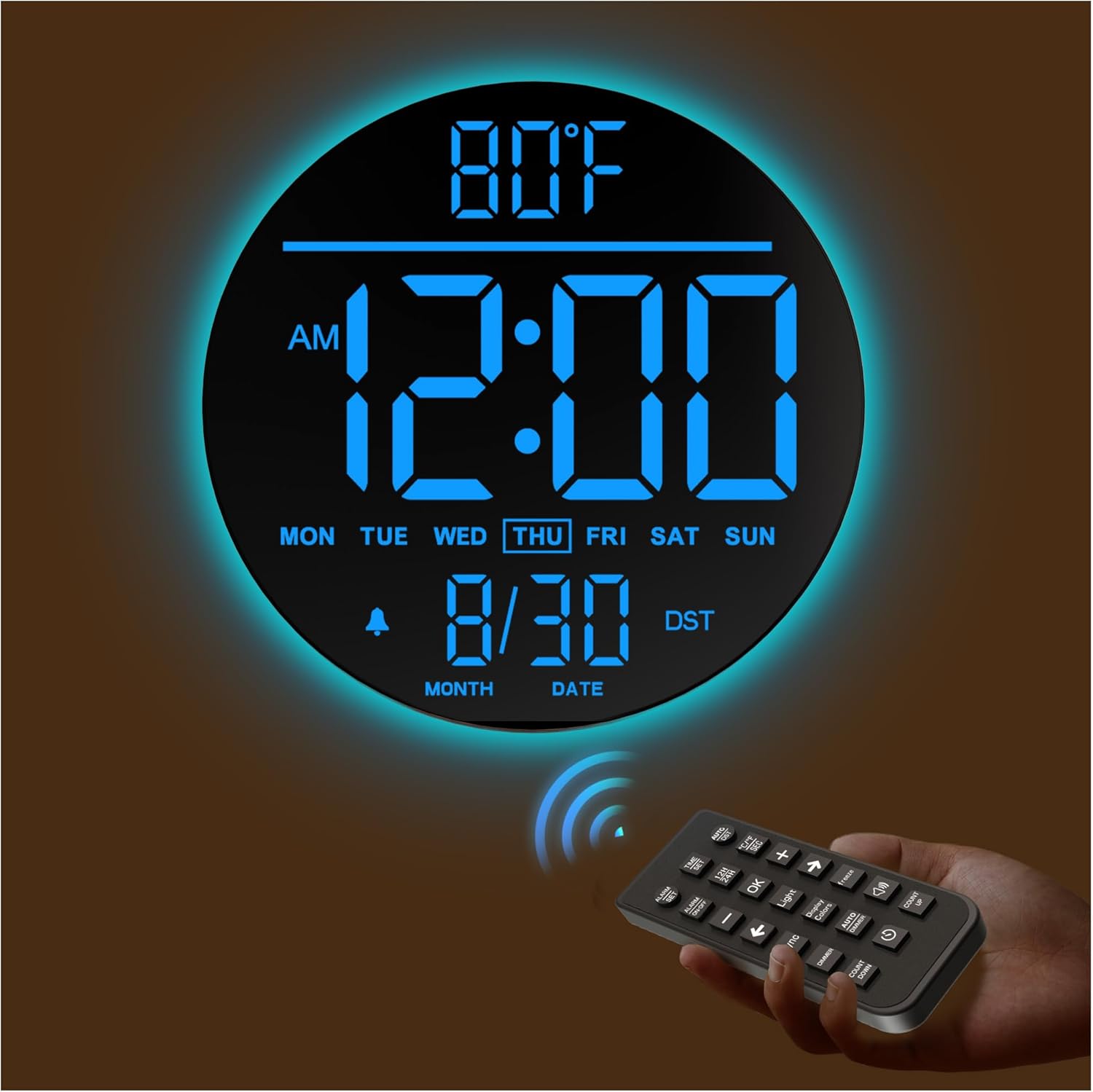 JALL 10in Large Digital Wall Clock with Timer and RGB Colors