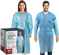100 Pack Disposable Isolation Gowns - Blue Level 2 SMS Fluid-Resistant