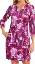 Lightbare Womens 3/4 Sleeve Sun Dress with Pockets - UPF 50+ Comfort