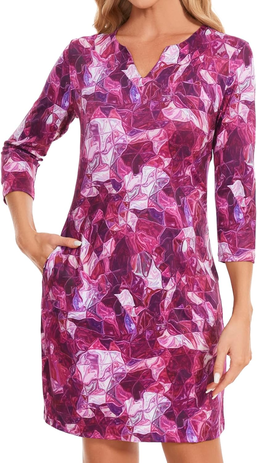Lightbare Womens 3/4 Sleeve Dress with Pockets for Outdoors