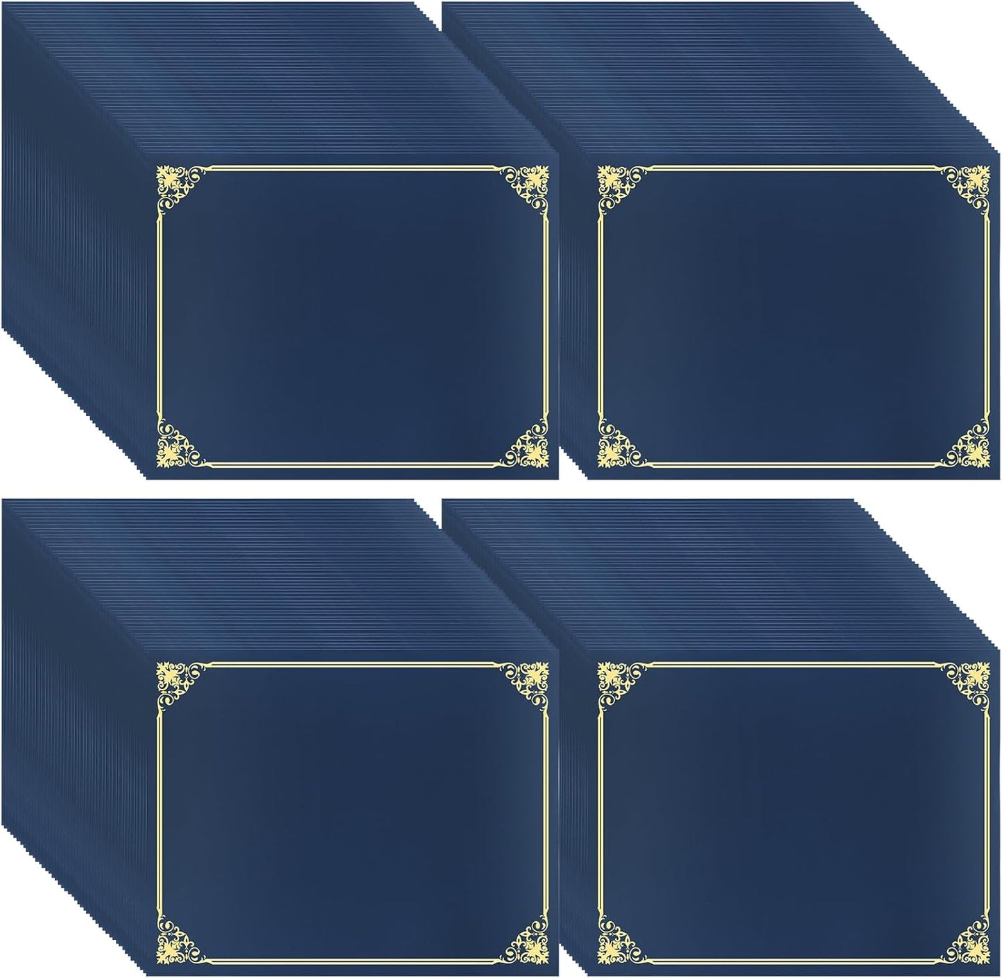 110 Pcs Navy Blue Certificate Holders with Gold Foil Border