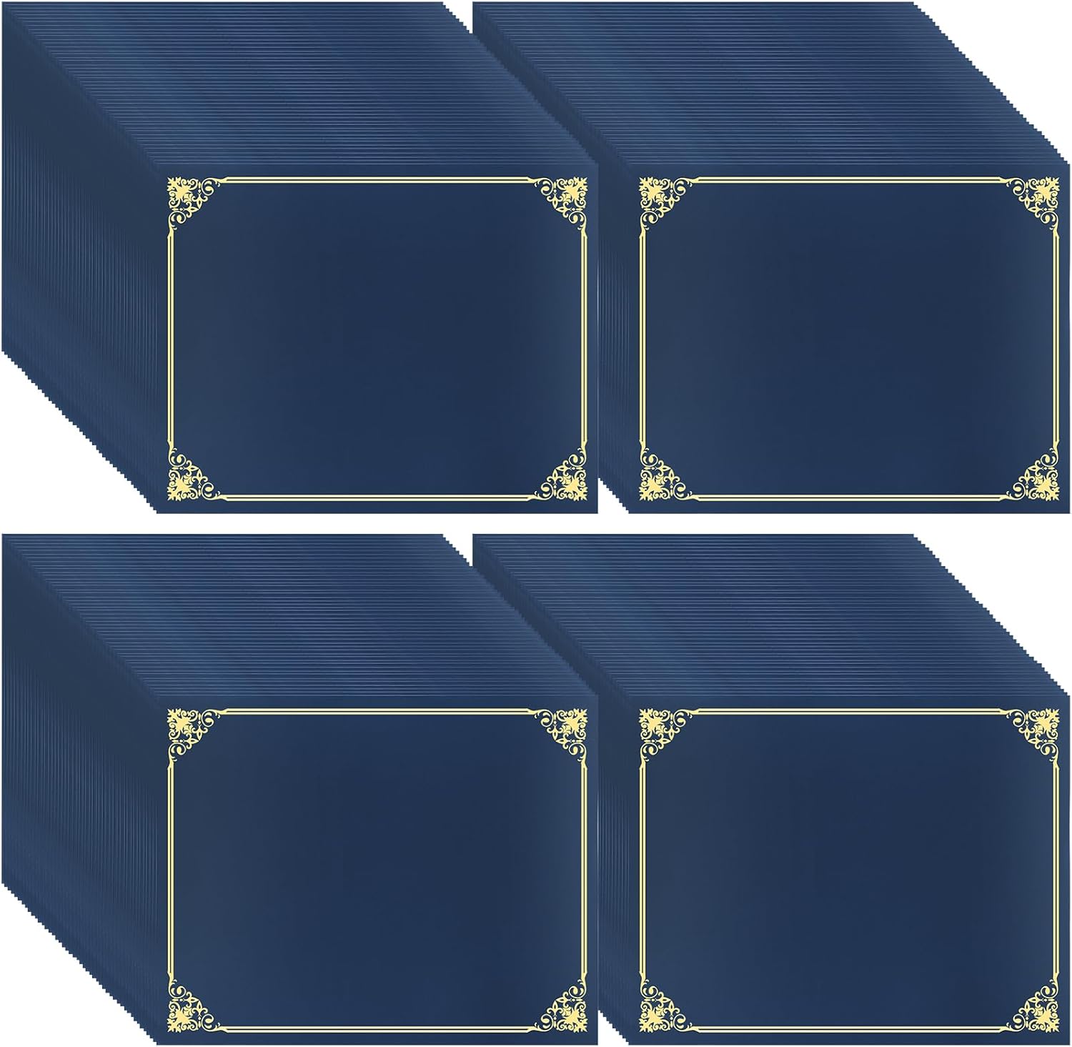 110 Pcs Navy Blue Certificate Holders with Gold Foil Border