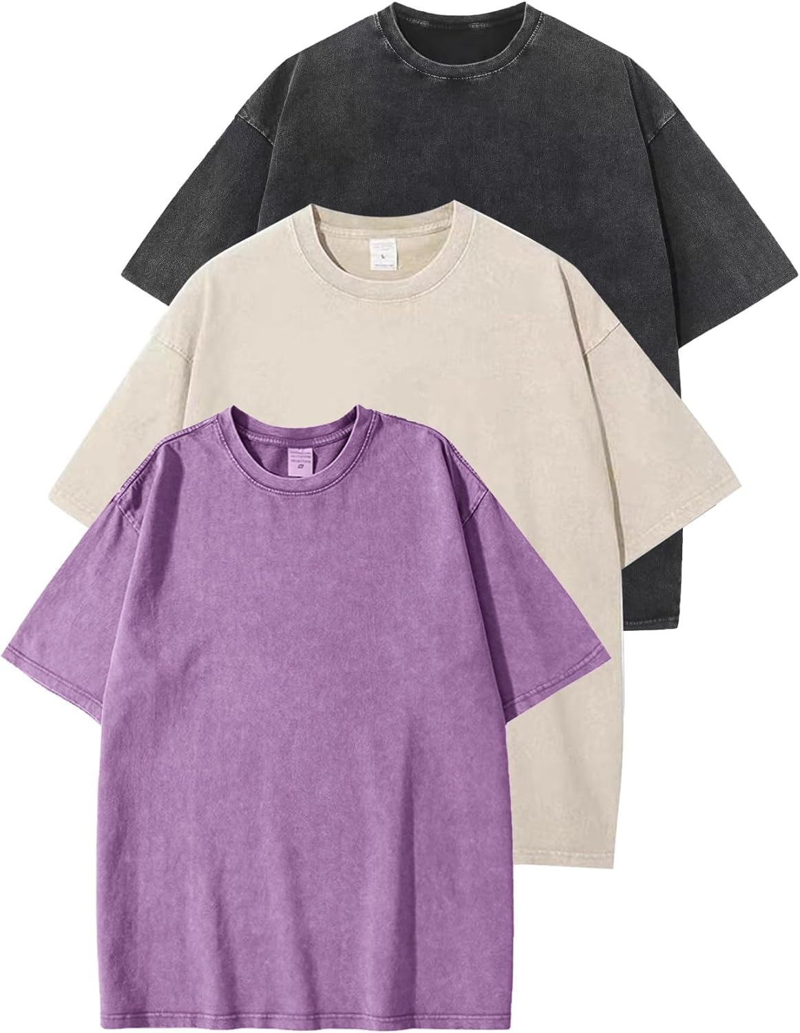 Flygo 3 Pack Men Oversized T Shirts for Casual Streetwear