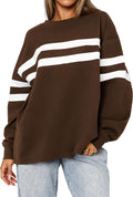 Striped Oversized Sweatshirt for Women - Cozy Fall Crewneck Top