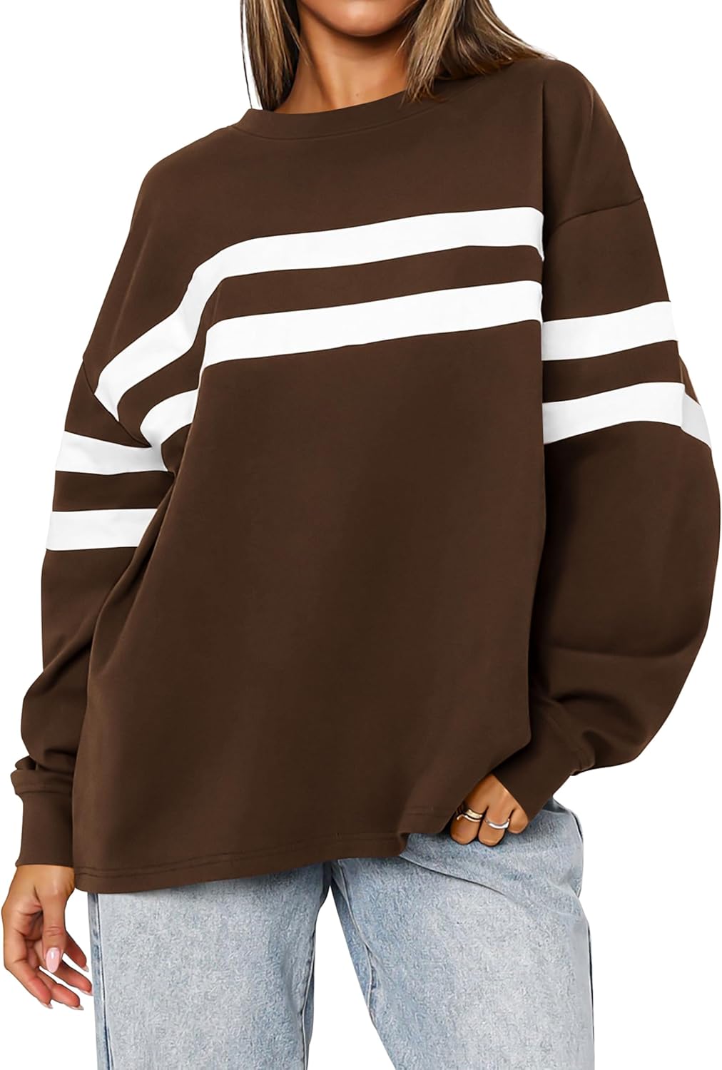 Trendy Striped Oversized Sweatshirt for Women Fall 2025 Style