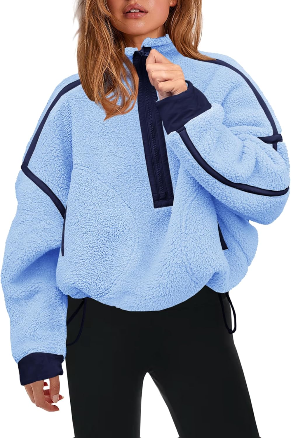 Panadila Womens Half Zip Sherpa Fleece Pullover for Cozy Style