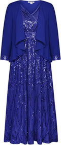 GRACE KARIN Two Piece Sequin Dress with Chiffon Jacket - Elegant Event