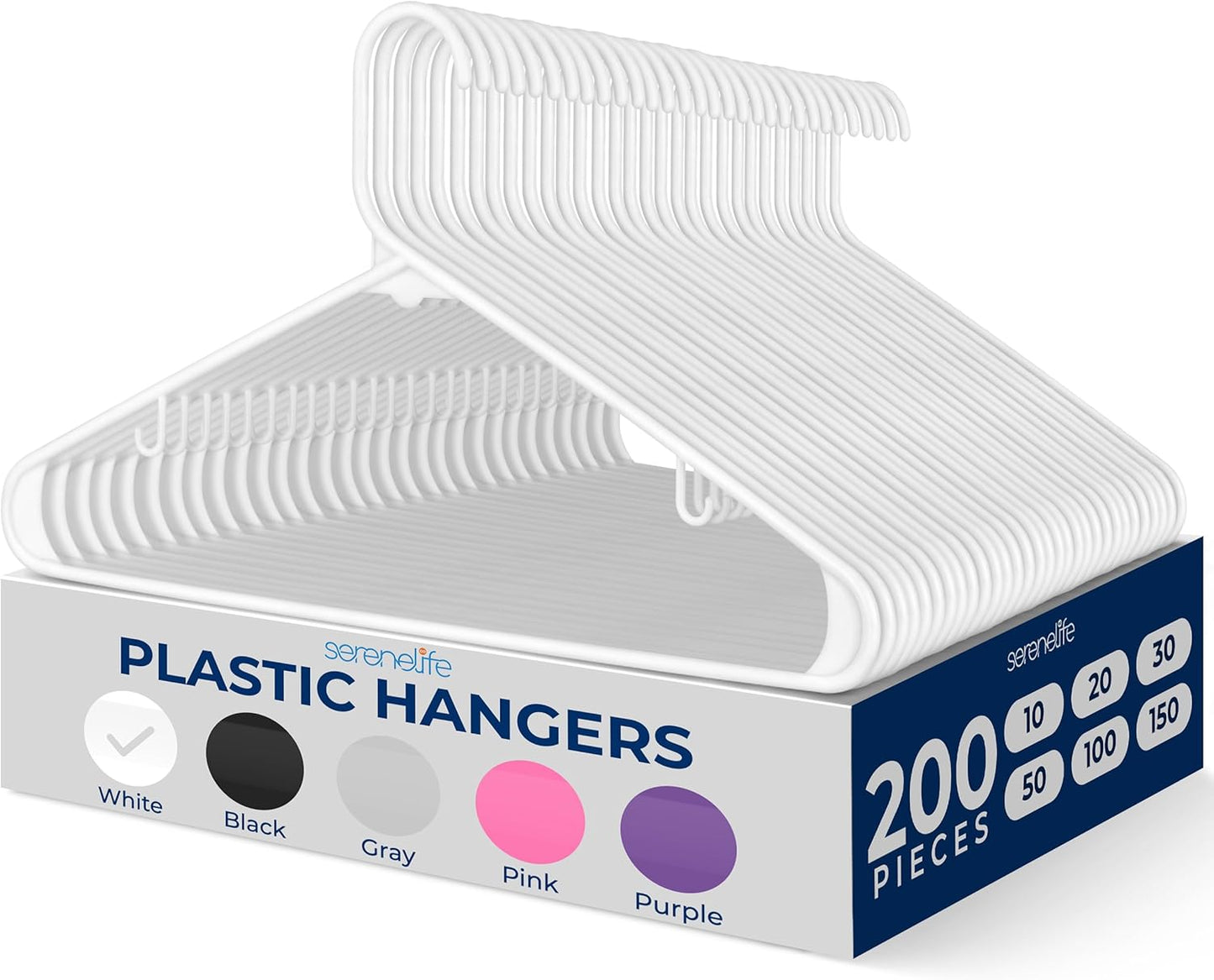 Durable 200 Pcs Plastic Hangers for Organized Closet Space