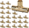 PEX Fittings 3/4 in Tee 24PCS - Lead-Free Brass Set for PEX B