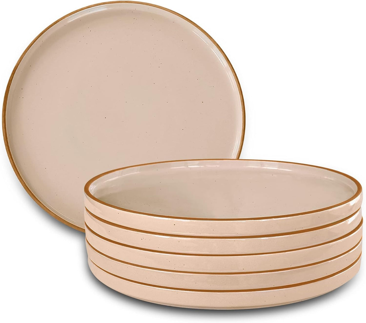 Mora Ceramic Flat Dinner Plates Set of 6 - Modern Dinnerware