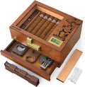 Cedar Wood Cigar Humidor Box with Digital Hygrometer - Display Case