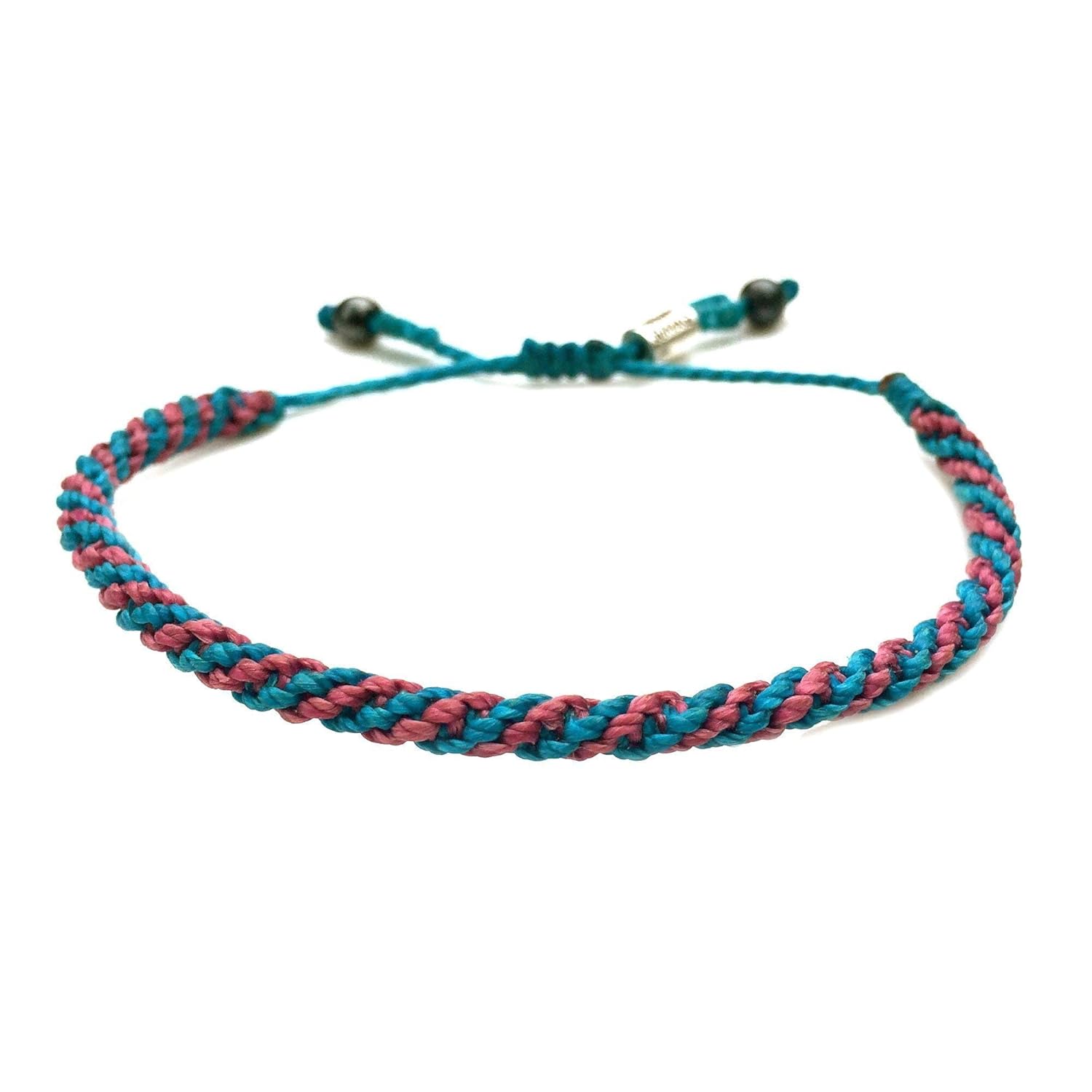 Teal Violet Sailor Rope Bracelet - Handmade Nautical Jewelry