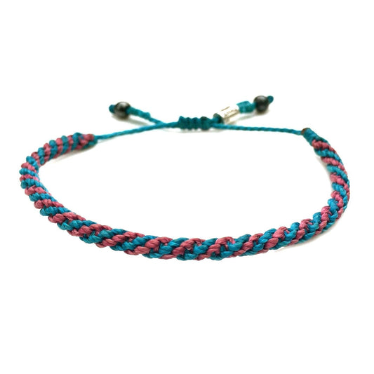 Teal Violet Sailor Rope Bracelet - Handmade Nautical Jewelry