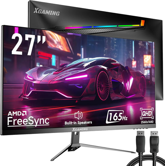 27 QHD 144Hz Gaming Monitor: Rainbow LED, FreeSync, 1ms DP/HDMI, Frameless