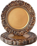 Antique Gold Charger Plates 13 in Set of 6 - Embossed Reusable Dinner